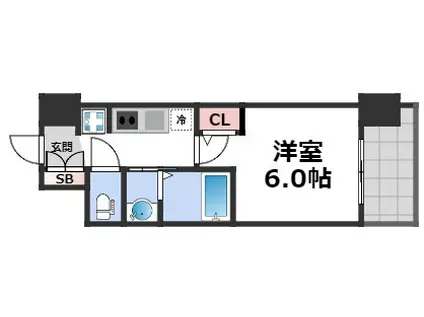エステムコート大阪ウエストII(1K/12階)の間取り写真