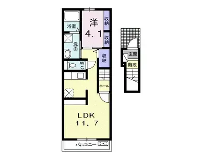 ヴィラ ノーブルII(1LDK/2階)の間取り写真