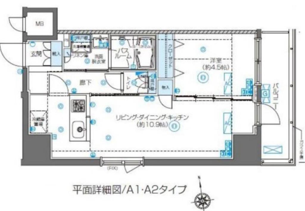 ズーム東新宿(1LDK/3階)の間取り写真