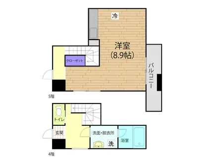 フォンス上之園(ワンルーム/4階)の間取り写真