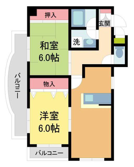 コートハウス神田(2LDK/3階)の間取り写真
