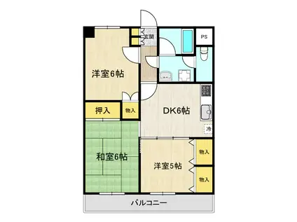 マンション・カンギン(3DK/1階)の間取り写真