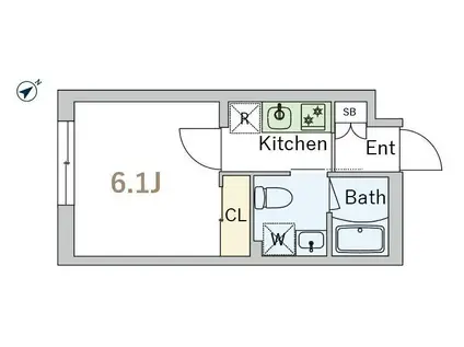 GRANDUO上野毛6(1K/1階)の間取り写真