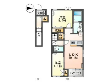 エルシオンII(2LDK/2階)の間取り写真