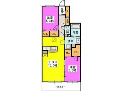 プラス カナール(2LDK/3階)の間取り写真