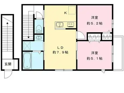 ポローニヤハウス(2LDK/2階)の間取り写真