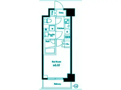 ハーモニーレジデンス武蔵小杉シャープ002(1K/1階)の間取り写真