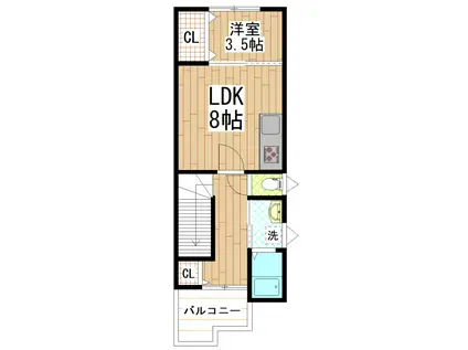 ノブレス西上小阪(1LDK/2階)の間取り写真