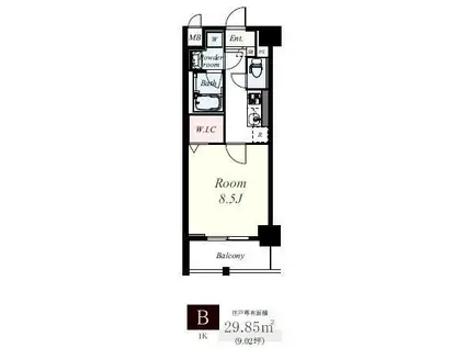 ブライジング(1K/4階)の間取り写真