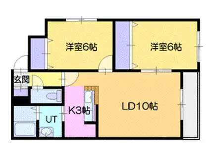 CUTE(2LDK/3階)の間取り写真