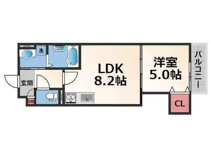 クリエオーレ大蓮東II(1LDK/3階)の間取り写真