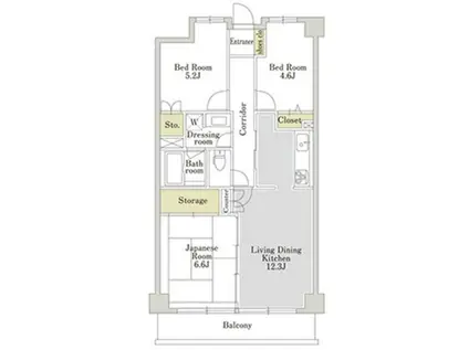 アーバンパーク三ッ池公園 E棟(3LDK/3階)の間取り写真