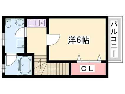 ピアハイツII(ワンルーム/2階)の間取り写真