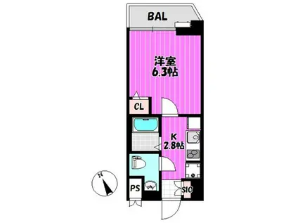 フランボアーズ元代々木町(1K/4階)の間取り写真