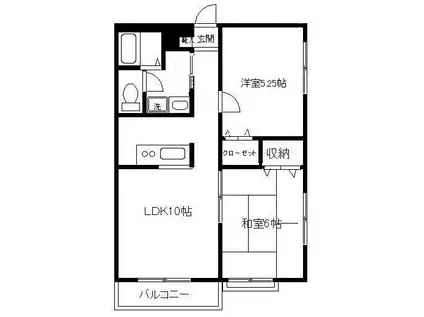 エミネンスハウスII A(2LDK/2階)の間取り写真