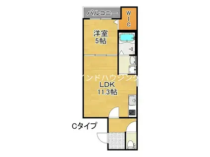 フジパレス住吉遠里小野(1LDK/1階)の間取り写真