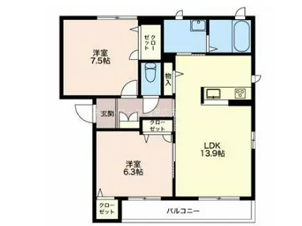 MASTTOWNBROWNIE A棟(2LDK/2階)の間取り写真