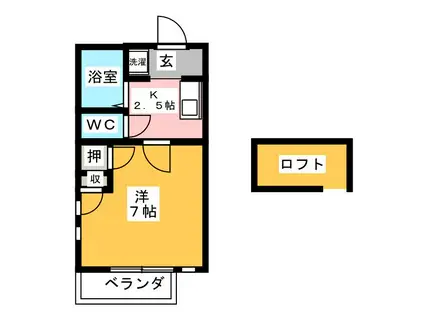 VILLAGEK2(1K/2階)の間取り写真
