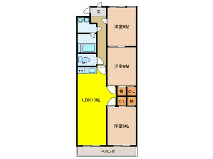 ベルメゾン若森(3LDK/2階)の間取り写真