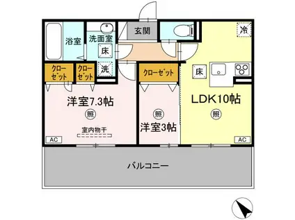 ラウレア(2LDK/1階)の間取り写真