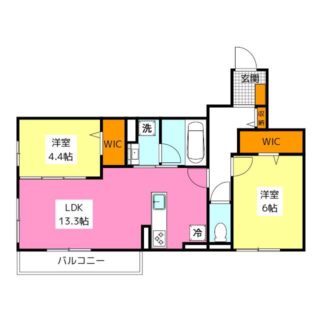 D-ROOM板付(2LDK/1階)の間取り写真