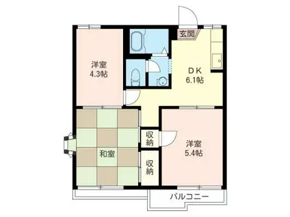 リュースKコーポII(3DK/2階)の間取り写真