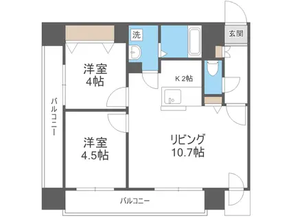 レジディア札幌駅前(2LDK/15階)の間取り写真