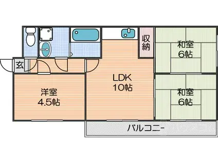 サンハイツマルミ(3LDK/3階)の間取り写真