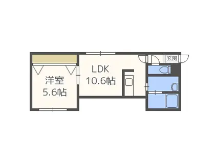 ル・ヌアージュ(1LDK/1階)の間取り写真