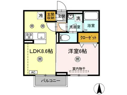 ルミエールオジマ(1LDK/2階)の間取り写真