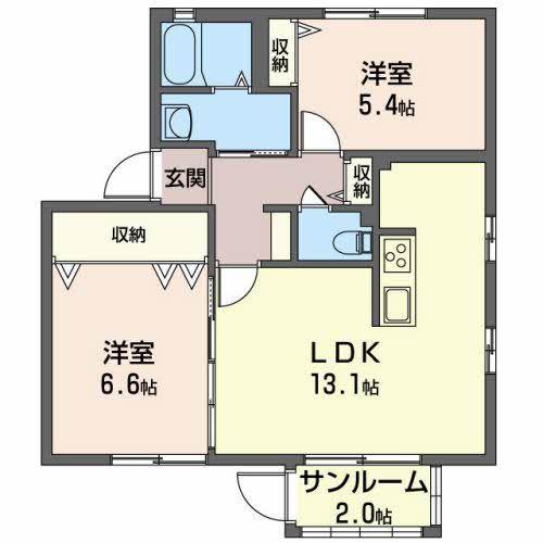 ディアス藤ノ木(2LDK/1階)の間取り写真