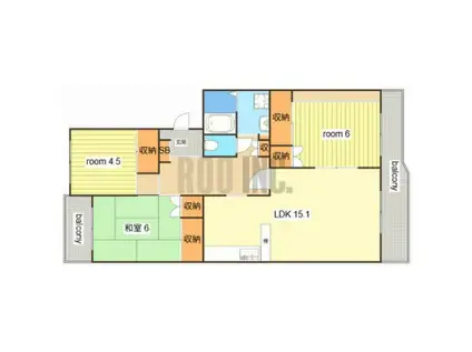 ECLARGE(3LDK/1階)の間取り写真