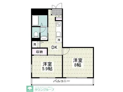 川崎レジデンス(2DK/3階)の間取り写真