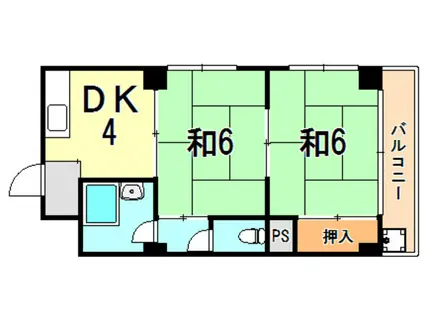 ニューサンハイツ(2DK/2階)の間取り写真