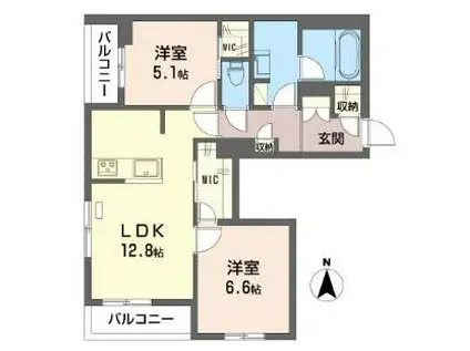 シャーメゾン東小金井(2LDK/3階)の間取り写真