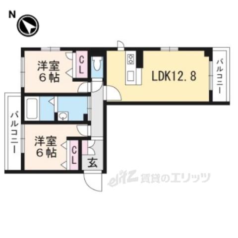 T RESIDENCE 宮司西町(2LDK/1階)の間取り写真