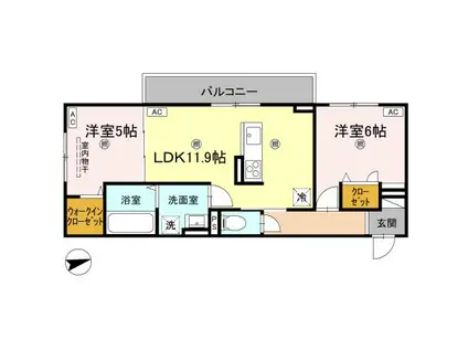 エムフルージュ(2LDK/3階)の間取り写真