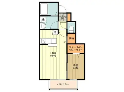 ヴィラージュ国立(1DK/1階)の間取り写真