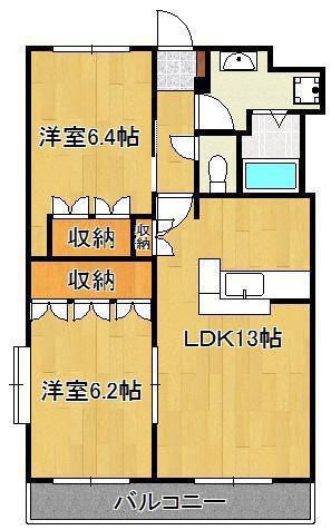 パルティール新入 II(2LDK/2階)の間取り写真
