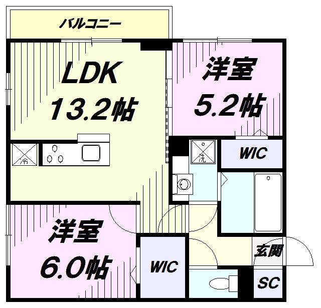グラシューズ(2LDK/1階)の間取り写真