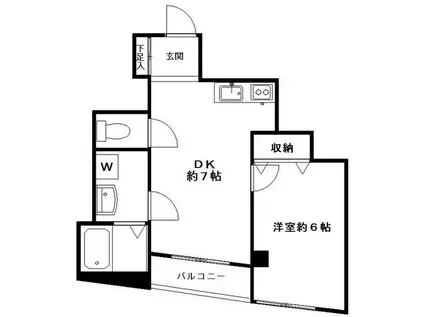 SKマンション(1DK/4階)の間取り写真