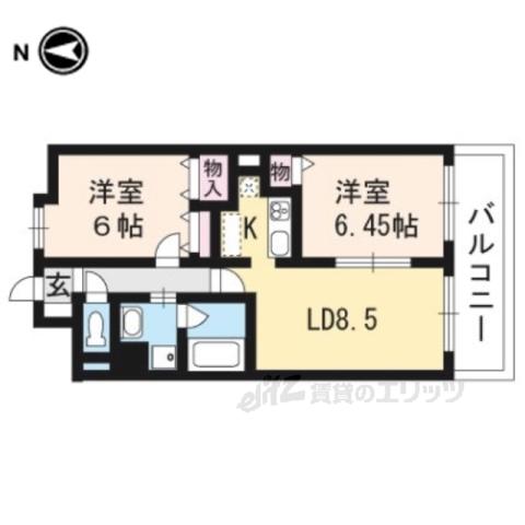 プラネシア星の子御所西(2LDK/3階)の間取り写真