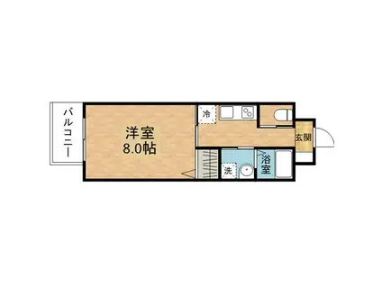 エヴァーグリーン思案橋(1K/8階)の間取り写真