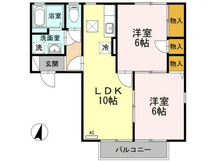 アコール近江 B(2LDK/1階)の間取り写真