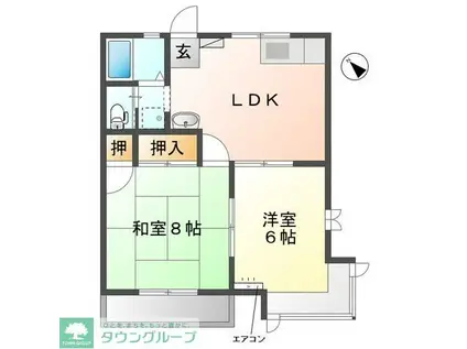 ヴィラ丘(2LDK/1階)の間取り写真