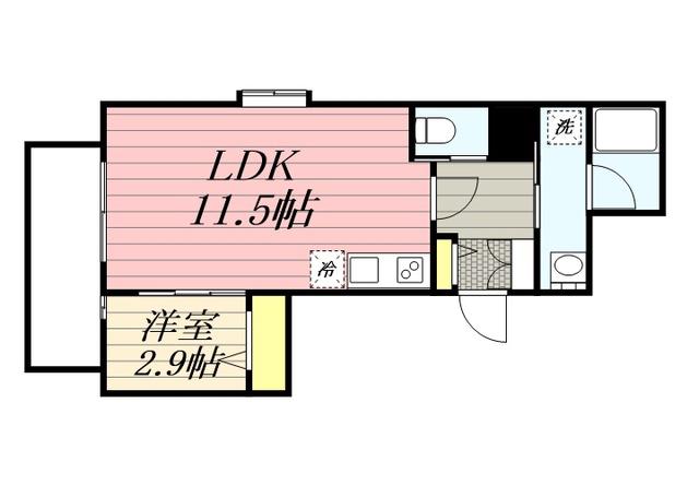 アヴァンティ久留米中央(1LDK/2階)の間取り写真