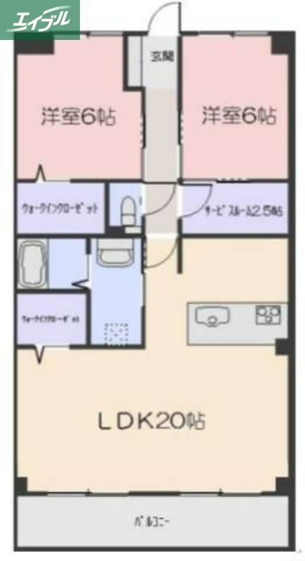 アルファスマート野田(2SLDK/5階)の間取り写真