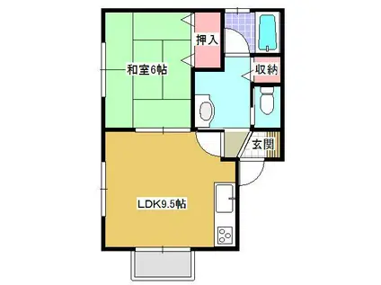 〇イーストパレスII C(1LDK/1階)の間取り写真