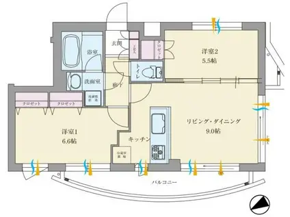 レイディアント(2LDK/4階)の間取り写真