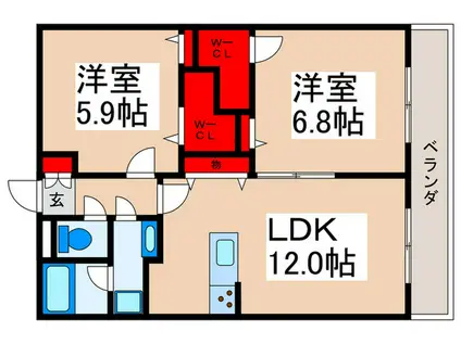 GRAND JUTE(2LDK/2階)の間取り写真